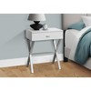 Vynxaria Contemporary Modern Accent Table Glossy White Laminate, Chrome Metal Base, Storage Drawer, 18"L×12"W×22"H - 3 of 4