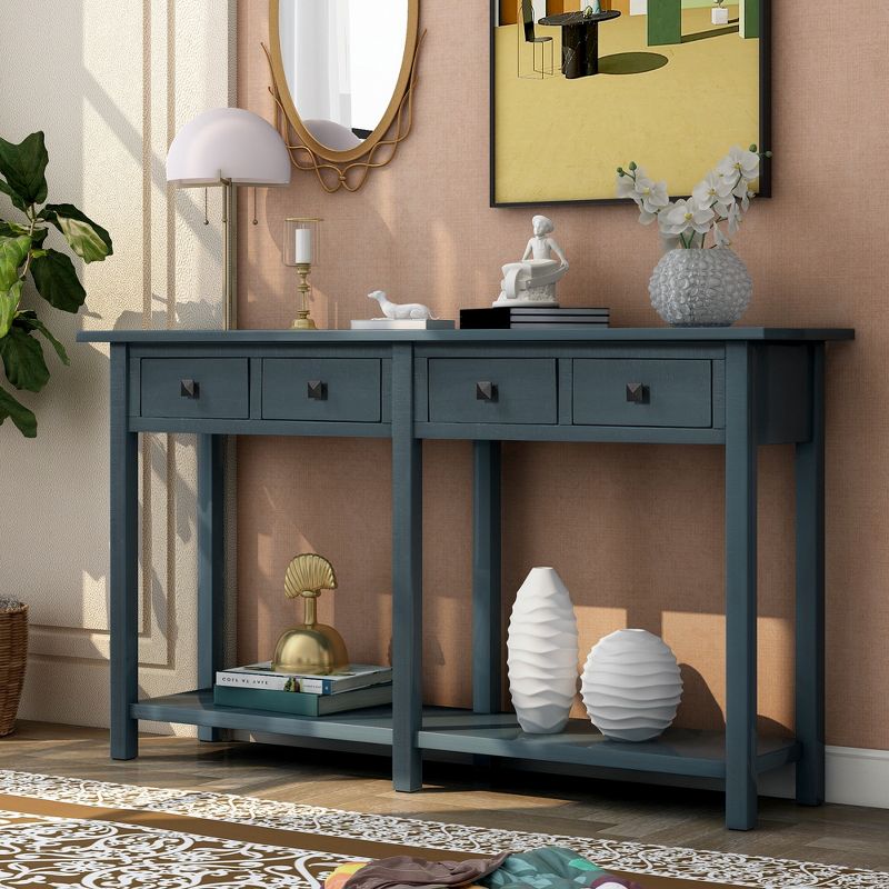 Rustic Console Table with Drawer and Bottom Shelf-ModernLuxe, 1 of 6