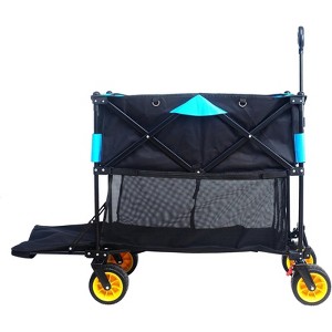 RISOKEYS 450 LBS Capacity Double Decker Folding Wagon Cart with 4 All-Terrain Wheels & Extended Shelf for Camping,Beach,Shopping,Outdoor - 1 of 4