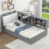 ALEXOUN Twin Size Bed Frame with Upholstered Storage Headboard,Wood Daybed with Bookshelf,Rotatable Table Board for Girls Teens - 2 of 4