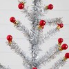 Nearly Natural 4' Artificial Retro Silver Tinsel Christmas Tree with 50 Red Mini Ornament Balls and Wooden Base - 2 of 4