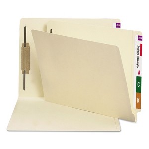 Smead End Tab Fastener Folders with Reinforced Straight Tabs, 14-pt Manila, 1 Fastener, Letter Size, Manila Exterior, 50/Box - 1 of 2