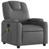 vidaXL Gray Faux Leather Recliner Chair with Massage Function - Comfortable Armchair with Manual Recline, Cup Holders for Living Room - 3 of 4
