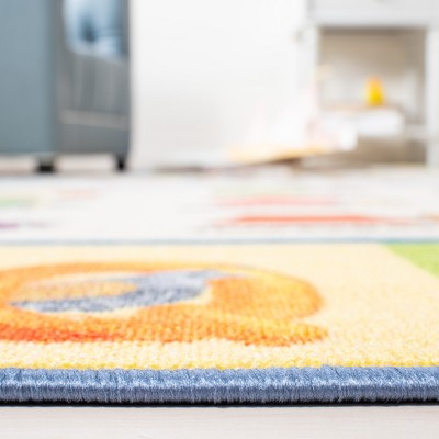 Blue Rectangular Hand-knotted Washable Kids Rug, 5' x 7'
