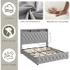 Queen Bed Frame with 50.8" Tall Headboard and 4 Storage Drawers, Platform Velvet Upholstered Bed Frame with Charging Station, Led Lights, Beige - 3 of 4