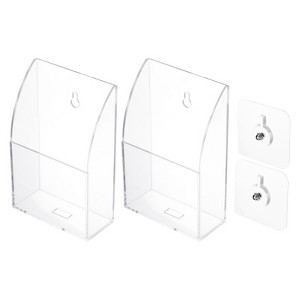 Unique Bargains Acrylic Wall Mounted Charging Remote Control Holder 1 Slot 2 Pcs - 1 of 4