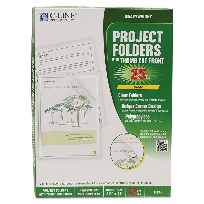 C-Line Project Folders Reduced Glare Polypropylene Letter Size 25/Box 62627