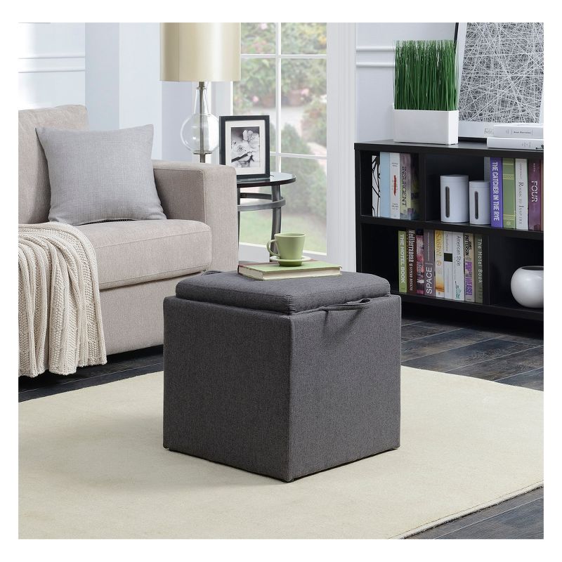 Designs4Comfort Park Avenue Single Ottoman with Stool and Reversible Tray - Breighton Home, 6 of 7
