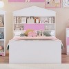Twin Size House-Shaped Wooden Bed with Storage Shelf on the Headboard, Built-in Two Storage Drawers - ModernLuxe - 3 of 4
