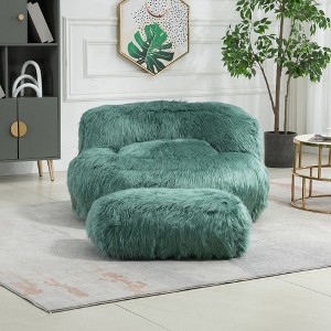 CAVINAS Faux Fur Bean Bag Chair with Ottoman,Lazy Floor Sofa Chair with High Resilience Memory Foam,Cozy Lounge Chair for Living Room - 1 of 4