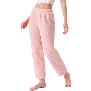 INSPIRE CHIC Women's Pajama Bottoms Fleece Elastic Waistband Loungewear Warm & Soft Long Pants - 1 of 4