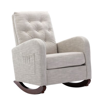 NicBex Polyester Glider Rocking Chair,Upholstered Nursery Rocking Chairs with High Backrest,Modern Comfy Rocking Chair,Nursing Chair for Bedroom