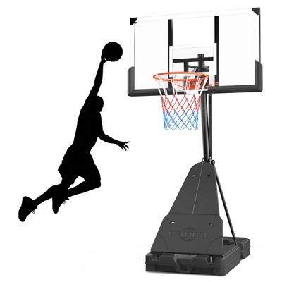 SKONYON Basketball Hoop Outdoor Adjustable Portable System 44" Shatterproof Backboard Height 5.2 - 10ft for Driveway Backyard