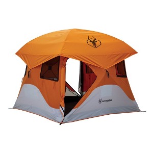 Gazelle T4 4-Person Pop Up Camping Hub Tent w/Removable Floor & Rain Fly, Orange - 1 of 4
