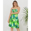 HAPPY BAY Women's House Daily Routine Evening Wear Boho Halter Smocked Mini Flowy Dress Tube Top Strapless Dresses for Women One Size Tropical, Leaves - 4 of 4