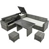 Outdoor 6-Piece All-Weather PE Rattan Wicker Sofa Set with Storage,Adjustable Seat And Tempered Glass Table-Maison Boucle - 4 of 4