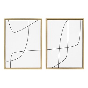 Kate and Laurel Sylvie Modern Line Abstract 3 and 4 Black and White Framed Canvas by The Creative Bunch Studio - 1 of 4