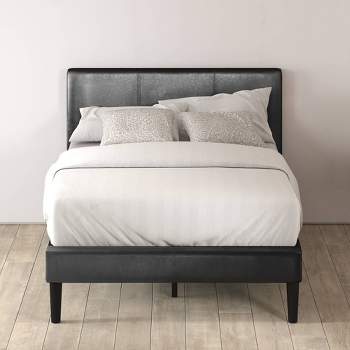 Full Faux Leather Upholstered Platform Bed Frame Black - Zinus