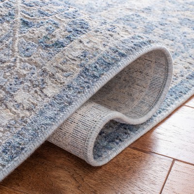 Grey and Turquoise Hand-Knotted Wool Runner Rug