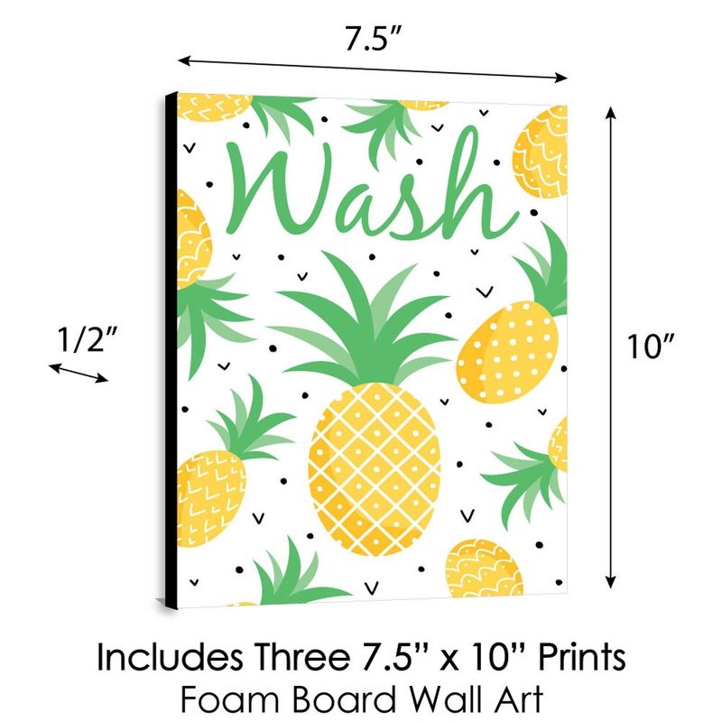 Big Dot of Happiness Tropical Pineapple - Kids Bathroom Rules Wall Art - 7.5 x 10 inches - Set of 3 Signs - Wash, Brush, Flush, 5 of 8