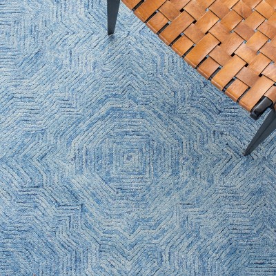 Blue Hand-Tufted Wool 8' x 10' Rectangular Rug