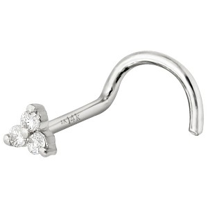 Jewelry Avalanche 3-stone 0.015ctw Diamond Nose Screw Nose Stud 22G Solid 14K Gold - 1 of 4