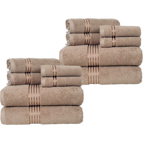 12pc Cotton Bath Towel Set, Taupe : Target