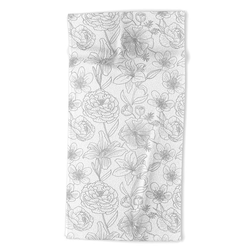 Emanuela Carratoni Line Art Floral Theme Beach Towel - Deny Designs, 1 of 3