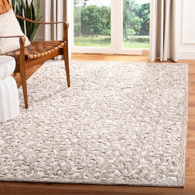 Ivory and Brown Hand-Tufted Wool Area Rug 3' x 5'