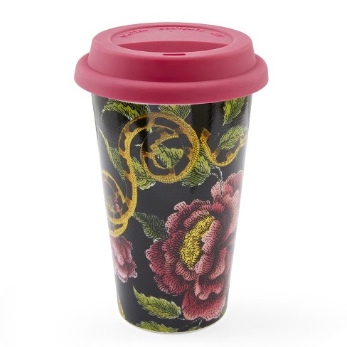 Spode Creatures of Curiosity 10-Ounce Travel Mug with Lid, Tumbler for  Coffee and Tea, Dishwasher and Microwave Safe, Dark Floral Motif