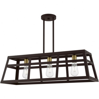 Bronze and Antique Brass 30" Cage Chandelier