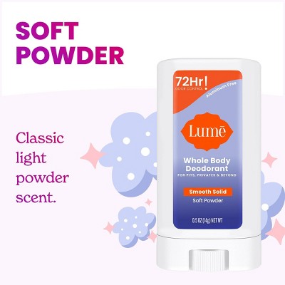 Lume Whole Body Women&#8217;s Deodorant - Mini Smooth Solid Stick - Aluminum Free - Soft Powder Scent - Trial Size - 0.5oz_9