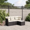 vidaXL Patio Sofa Set with Cushions Outdoor Furniture 4 Piece Poly Rattan - Black and Cream without Storage - 2 of 4