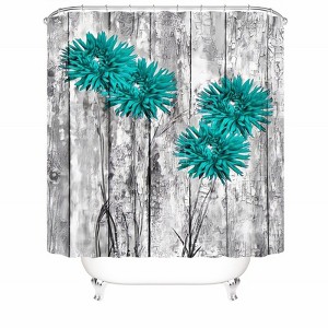 Blue Green Flower Shower Curtains for Bathroom Waterproof Fabric Bath Curtain Durable Soft Stylish Bathroom Decor 72x72 Inch - 1 of 1