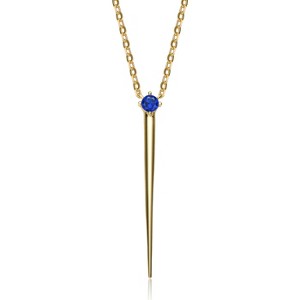 Guili 14K Gold-Plated Sterling Silver Y-Necklace with CZ Spike Pendant in Green, Blue, Gold, or Red—Elegant, Vibrant, and Stylish. - 1 of 3