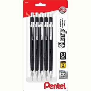 Pentel Sharp Mechanical Pencil 0.5mm, Pack of 5 Black Mechanical