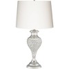 Pacific Coast Lighting Glitz and Glam 28" Tall Urn Luxe Traditional Table Lamps Set of 2 Clear Chrome Finish Crystal White Shade Living Room Bedroom - 4 of 4