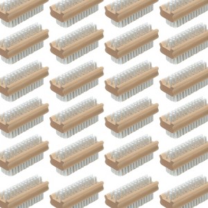 Lola Products "Classic" Hand & Nail Wood Brush, Heavy Duty 2 Sided Soft & Stiff Bristles, Cleans Hands, Fingernails, Feet & Toenails, 300 Pack - 1 of 4