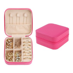 Unique Bargains Mini Portable PU Leather Travel Storage Display Holder Jewelry Box for Women and Girls Gifts - 1 of 4