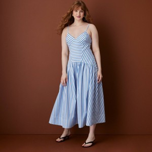 Vestido midi sin mangas de rayas con caída en la cintura para mujer - Rosie Assoulin x Target Azul