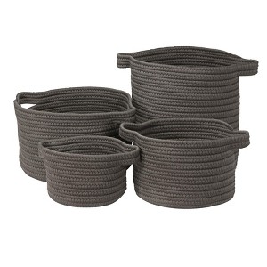 Colonial Mills American Farmhouse Vintage 4-Piece Basket Set, 10"x10"x7"/13"x13"x9"/14"x14"x16"/16"x16"x10", Smoke, 4 Count - 1 of 2