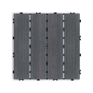 Vynxaria 11 Pieces of 11.8 Inch Dark Gray Interlocking Tiles with Striped Pattern, Waterproof for Courtyard, Balcony, Patio - 1 of 4