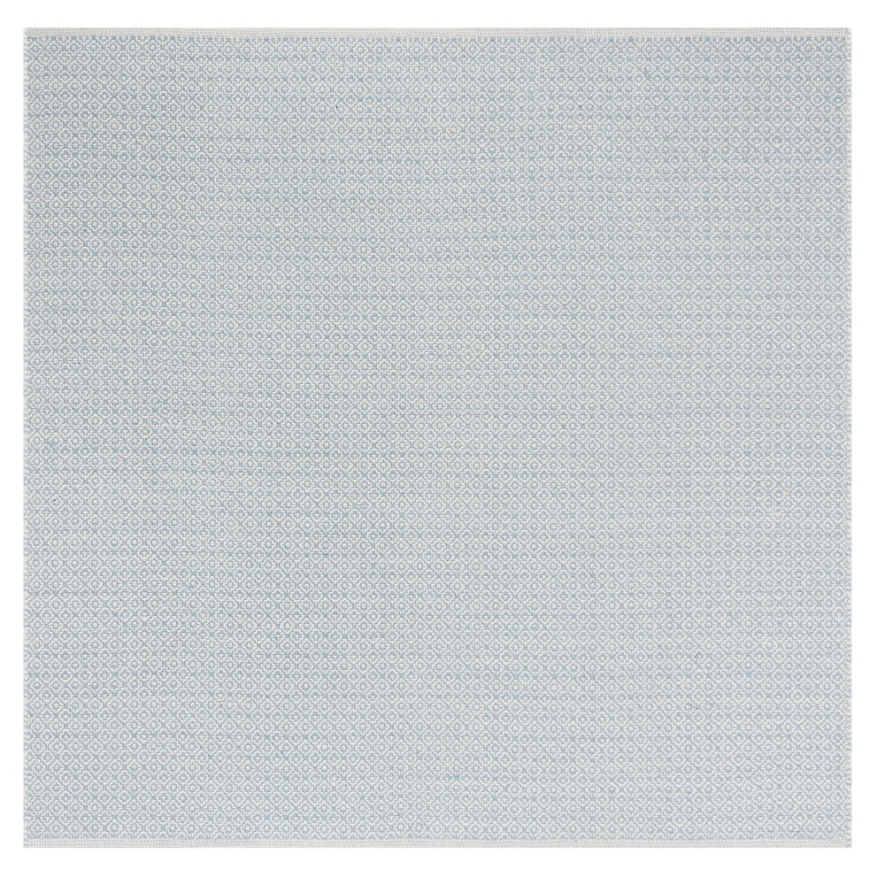 Ivory/Light Blue Geometric Flatweave Woven Square Area Rug 6'x6' - Safavieh