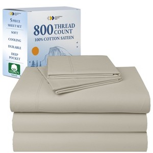 Luxury Bed Sheets Set - 800 Thread Count 100% Cotton Sheets, Deep Pocket, Soft, Cool & Breathable by California Design Den - 1 of 4
