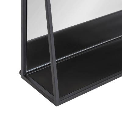 Lintz 32" Black Iron Rectangular Vanity Mirror with Shelf