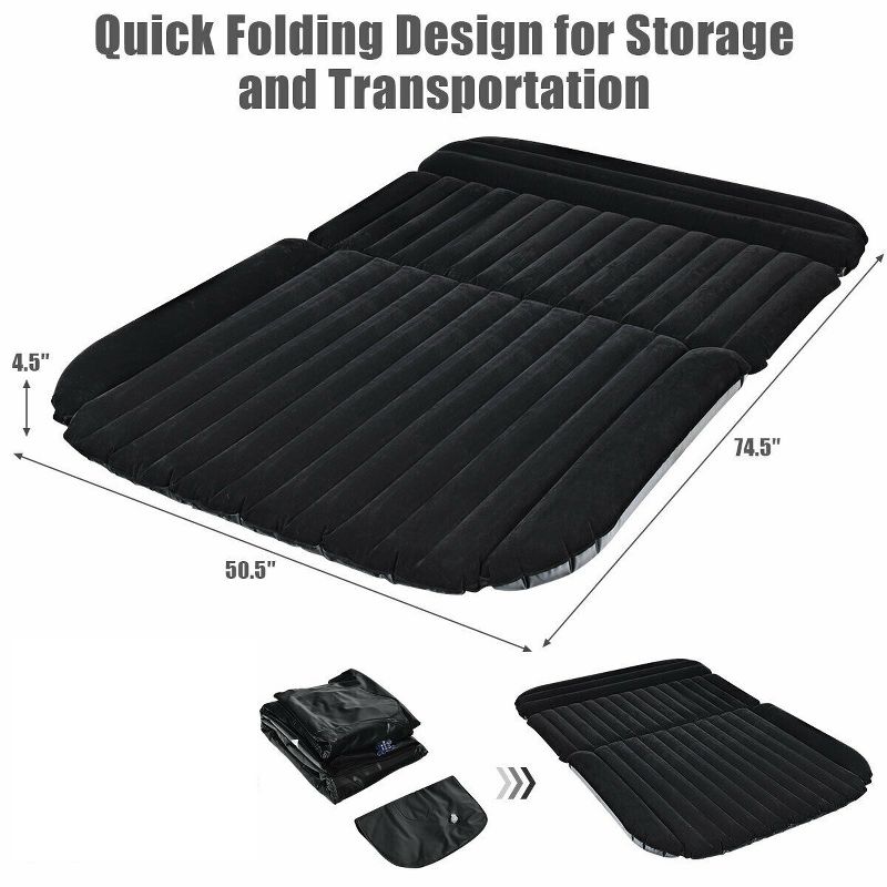 Costway Inflatable SUV Air Backseat Mattress Flocking Travel Pad w/Pump Camping Outdoor, 2 of 11
