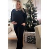 PinkBlush Black Ribbed Soft Knit Long Sleeve Maternity Pajama Set - 3 of 4