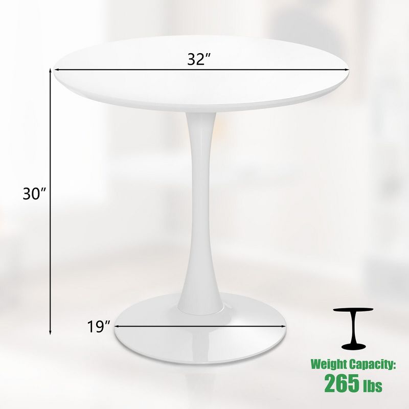 Tangkula 32" Modern Tulip Kitchen Table Round Dining Table w/ MDF Top & Metal Pedestal Base, 5 of 11