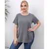 Women's Round Neck Split Hem Short Sleeve T-Shirt Casual Basic Stretchy Cotton Tee Summer Top - 2 of 4