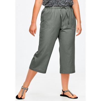 ellos Linen-Blend Drawstring Capris
